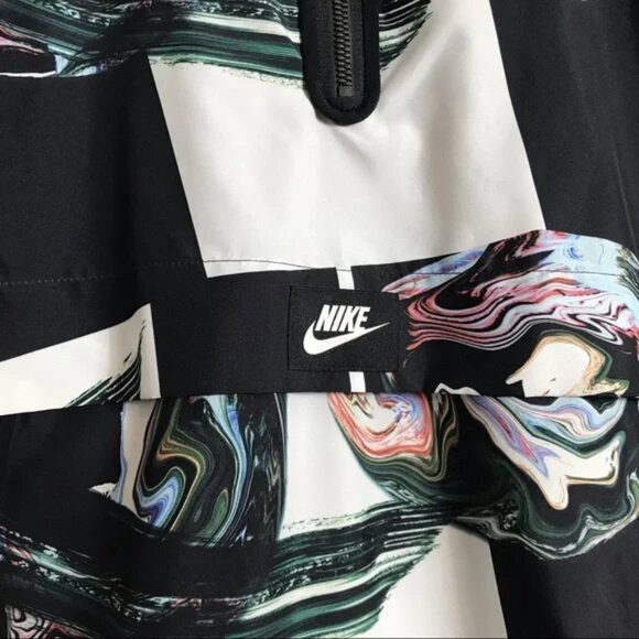 Nike Women's Black/Multi Marble-Print Half-Zip Hooded Jacket I Large - Picture 7 of 8